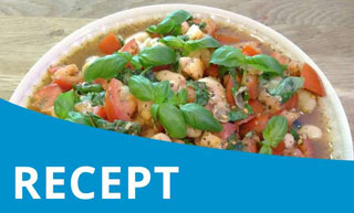 VeganChallenge – Italiaanse salade met boterbonen, Roma tomaatjes , oregano en verse basilicum.