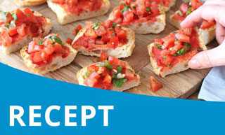 Glutenvrije bruschetta met tomaat en basilicum